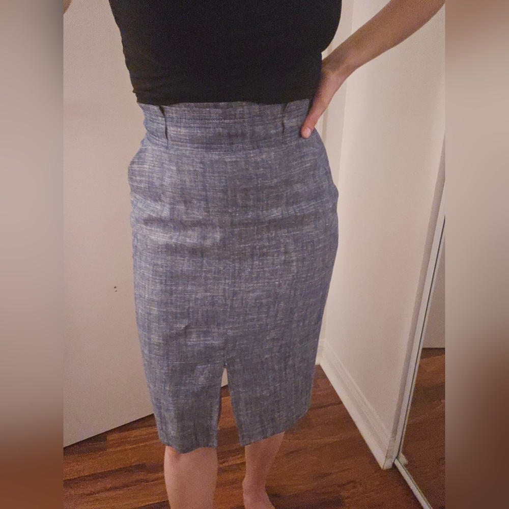 Ann Taylor chambray linen pencil skirt